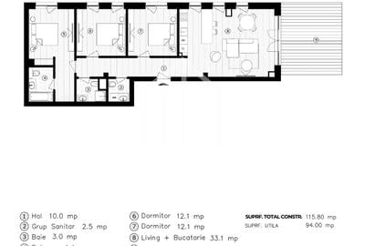 Ap. cu 4 camere, decomandat, 94 mp utili| zona Lacul lui Binder - 3