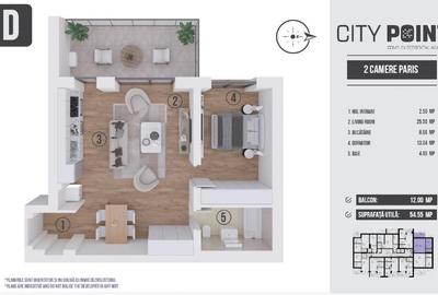 Apartament 2 camere premium - City Point Aviatiei  - Balcon generos - 1