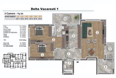 Apartament 3 camere-Decomandat-137 mp-Finisaje Premium-Delta Vacaresti-Sun Plaza - 2