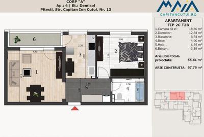 2 Camere, Finisaje Premium, Negru Voda, Pitesti, Central - 2