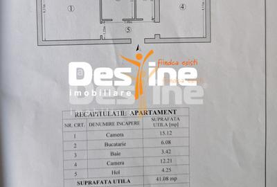 Apartament central cu 2 camere de 41 mp la etajul 2, baie cu geam, pe str. Arcu - 14