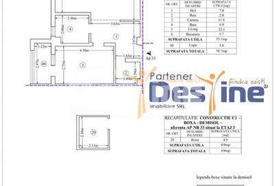 Comision 0% Apartament cu 2 camere, 59 mp, Pacurari etaj 1 - 9