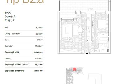 Apartament cu 2 cam tip B2 | PRIMA ASTERA | FAZA I - 11