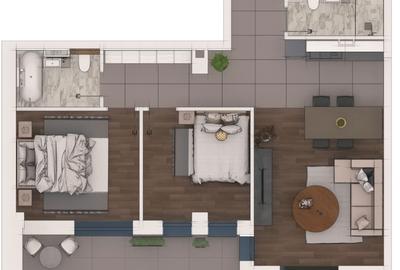 Apartament cu 3 camere semidecomandat în Florești