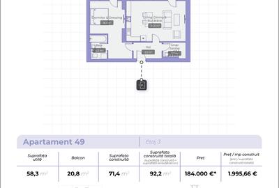 Apartament 3 Camere 16 mp Terasa Arqa Jolie Village Pipera - 14