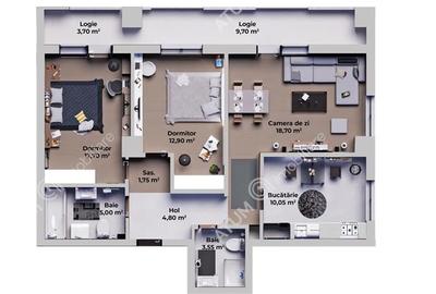 Apartament intabulat cu 3 camere si 2 bai zona Calea Surii Mici - 8