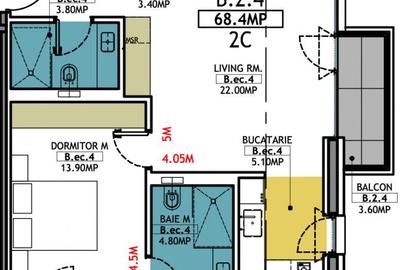 Stațiunea Mamaia - Vânzare apartament cu 2 camere, 2 bai si terasa. - 24