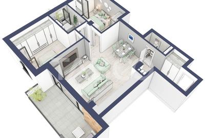 Apartament 3 camere 2 bai bloc cu lift zona de case in Turnisor - 1