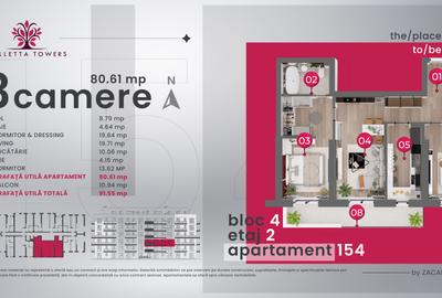 Apartament cu 3 camere decomandat în Central