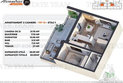 Apartament cu 2 camere decomandat în Rahova