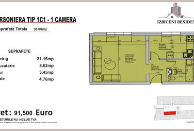 Garsoniera TIP 1C1 in complex Izbiceni Residence - 2