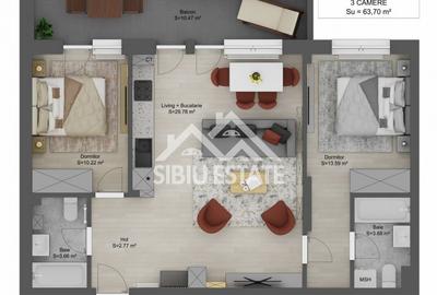 Apartament 3 camere de vânzare – Shopping City Sibiu - 3
