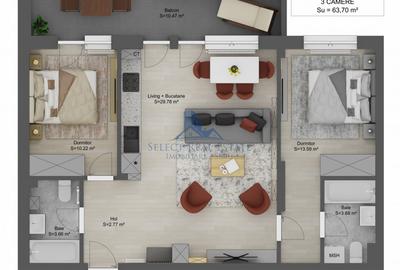 Apartament cu 3 camere decomandat în Șelimbăr