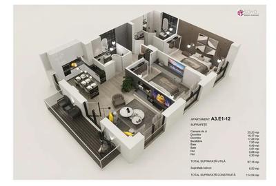 Apartament cu 3 camere decomandat în Hărmanului