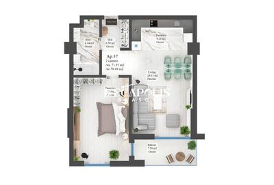 Apartament cu 2 camere | Noua | 68 mp Utili - 4