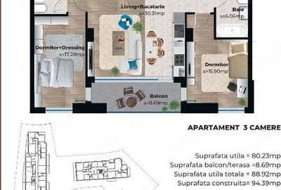 Apartament 3 camere, 2 bai,loc de parcare inclus - 9