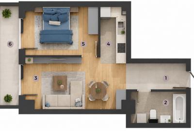 Apartament cu 2 camere semidecomandat în Aeroport