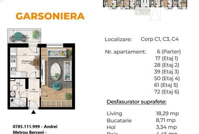 Metrou Berceni 400m - garsoniera cu bucatarie patrata - 2