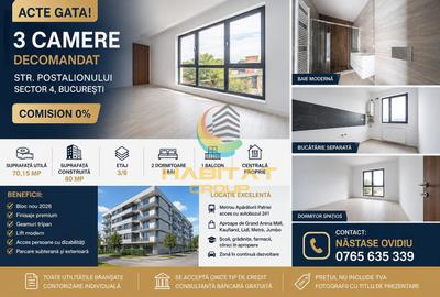 ACTE GATA! Apartament cu 3 camere Comision 0. - 1