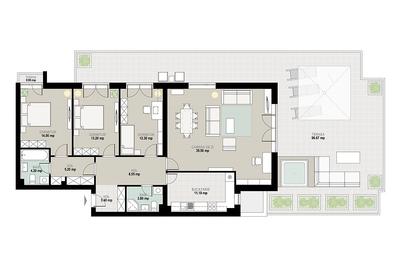Penthouse 4 camere pe malul lacului cu terasa de 100mp Lebada Lake Residence - 14
