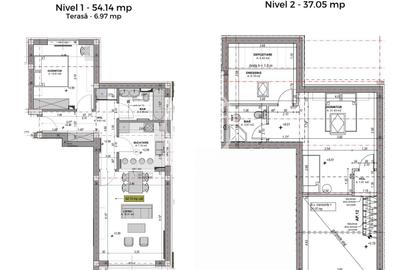 Penthouse 3 camere, intabulat, finisat la cheie, contoare montate - 12