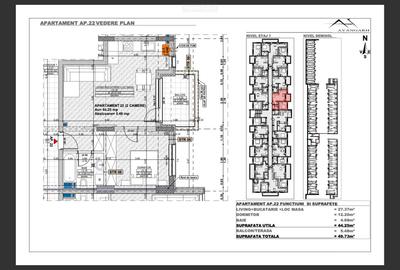 Apartament 2 camere, 44,25 mp, etaj intermediar, zona Cetatii - 2