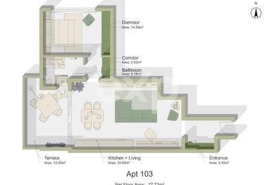 Apartament 2 camere cu terasa 13 mp - Predare la cheie - 4