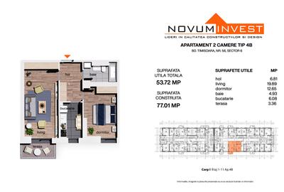 NOU - FAZA 4 - NOVUM 56 - Apartament 2 Camere Decomandat - 8