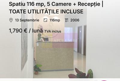 Spatiu 116 mp, 5 Camere + Recepție | TOATE UTILITĂȚILE INCLUSE - 1