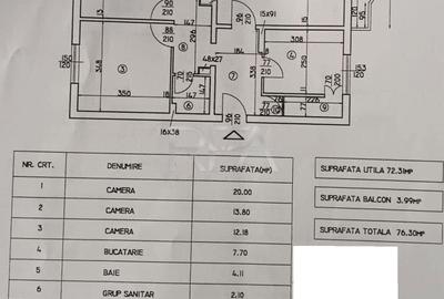 3 camere Unirii decomandat, inst. schimb., et. 2, an 1991, 76 mp - 8