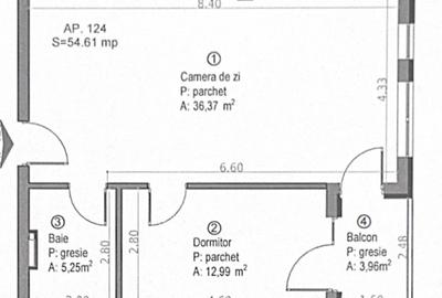 Apartament cu 2 camere, Soporului 1, 55 mp,  etaj 6 din 7, balcon, garaj - 10