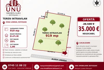 Teren Construcții intravilan de 919 mp, în Periferie