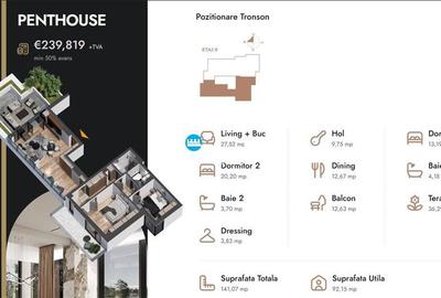 Penthouse 3 camere cu terasa,141.07 mp,bloc nou,zona Nicolina Selgros - 13