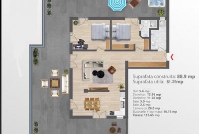 Penthouse de lux | 83 mp utili + terasă 117 mp | Etaj 3 cu lift | Zonă premium - 1