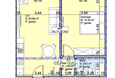 Apartament 2 camere - 41,22 mp utili - Etaj intermediar - Zona Lazaret - 3