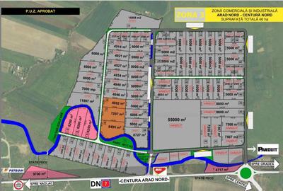 Teren de vânzare Intravilan PUZ aprobat, Centura Nord, Z.I. West Arad - 2