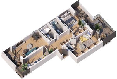 Apartament cu 3 camere spatios 87,5mp utili - 2