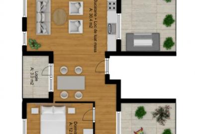 Apartament 3 camere, 2 bai, 74mp, terase 91,4mp, zona Cetatii, Floresti - 1