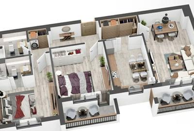 Apartament 3 camere decomandat | 80 mp utili + 2 balcoane - 1