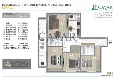 Apartament cu 4 camere decomandat, mobilat în Brâncoveanu