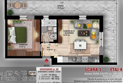 Apartament 2 camere studio spatios Finalizat lift incalzire pardoseala - 9