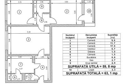Apartament 3 camere | 60 mp utili | Valea Ialomiței – Drumul Taberei | Etaj 3/4 - 7