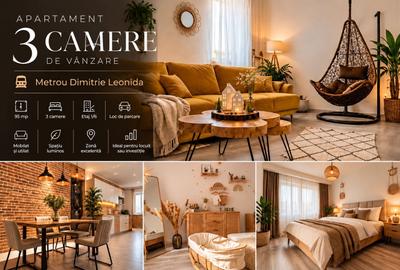 Apartament cu 3 camere decomandat în Sud