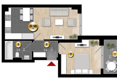 Apartament 2 Camere Incalzire in Pardoseala Ansamblu Nou Rahova - 3