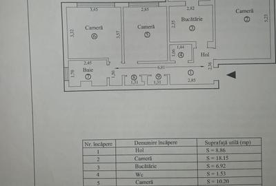 Apartament 3 camere 66mp, zona Buzaului, etaj 3. Mobilat Utilat. - 2