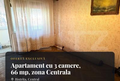Apartament cu 3 camere semidecomandat, mobilat în Central