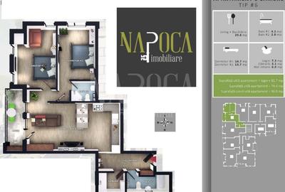 Apartament cu 3 camere semidecomandat în Florești