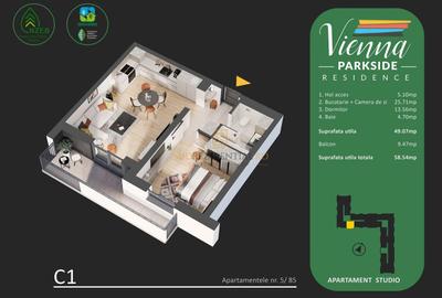 Studio de vanzare, ansamblu securizat, GREEN, Parc Tudor Arghezi - 7