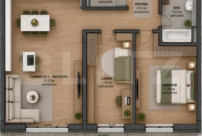 Apartament cu 3 camere decomandat în Tudor