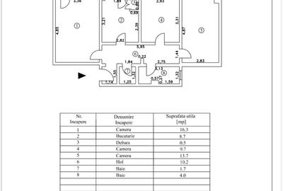 - Etaj 1- Apartament 3 camere 71mp, confort 1 decomandat, Obor. - 5